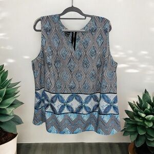 Covington Women’s Sleeveless Geometric Blouse With Zip Closure Plus Size 2X
